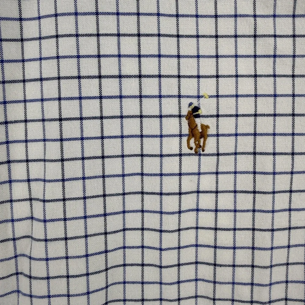 Ralph Lauren Shirt Mens 2XL Check Slim Fit Stretch Oxford Button Down Pony Logo